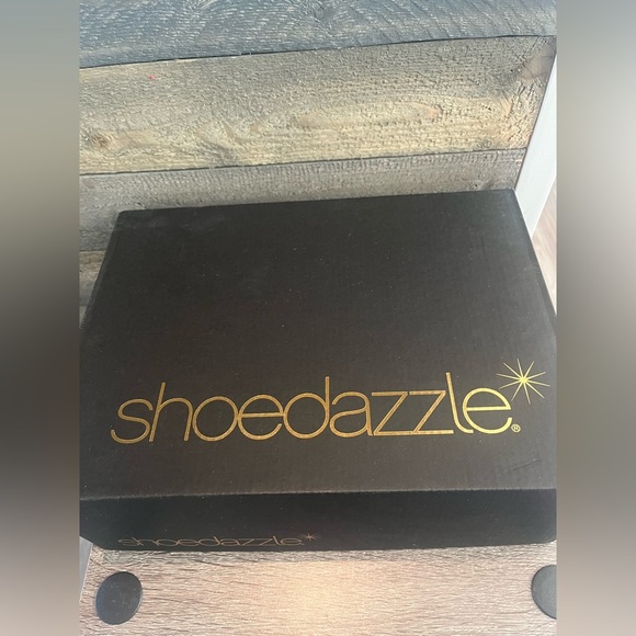 Shoedazzle Tina Crossover Sandals Black Raffia Block Heel Ankle Straps Size 9.5 - Picture 12 of 14